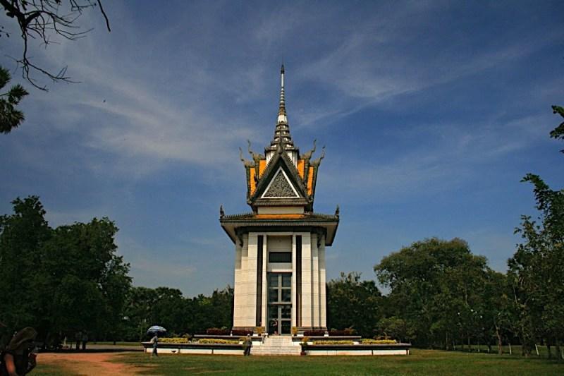 Slider Image The Choeung Ek Genocidal Center is a memorial to those murdered at this location during the Khmer Rouge regime.