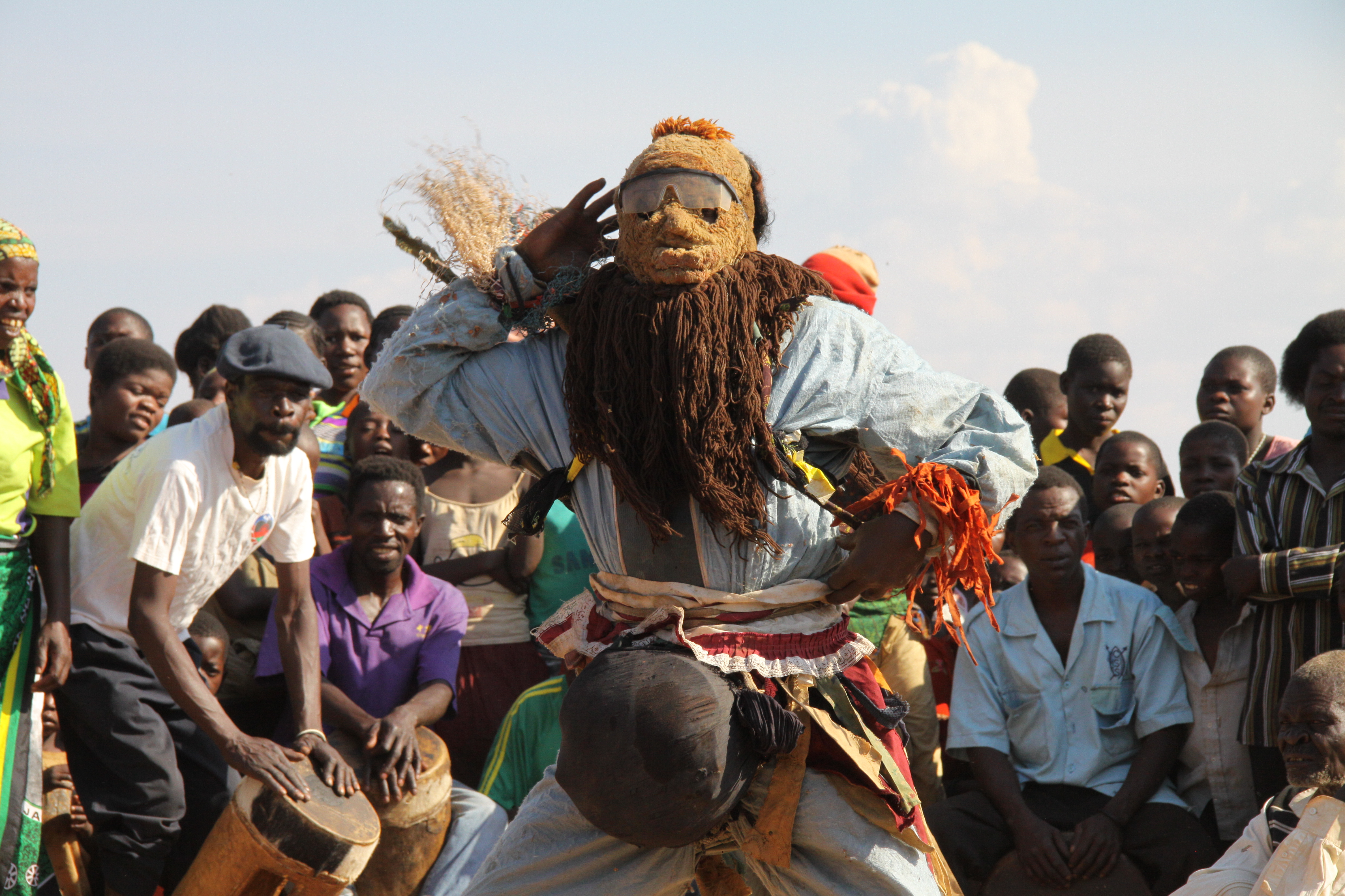 Slider Image In Tsabango, near Lilongwe, performances involved the use of elaborate masks and costumes. Photograph by Ingrid Ytre-Arne.